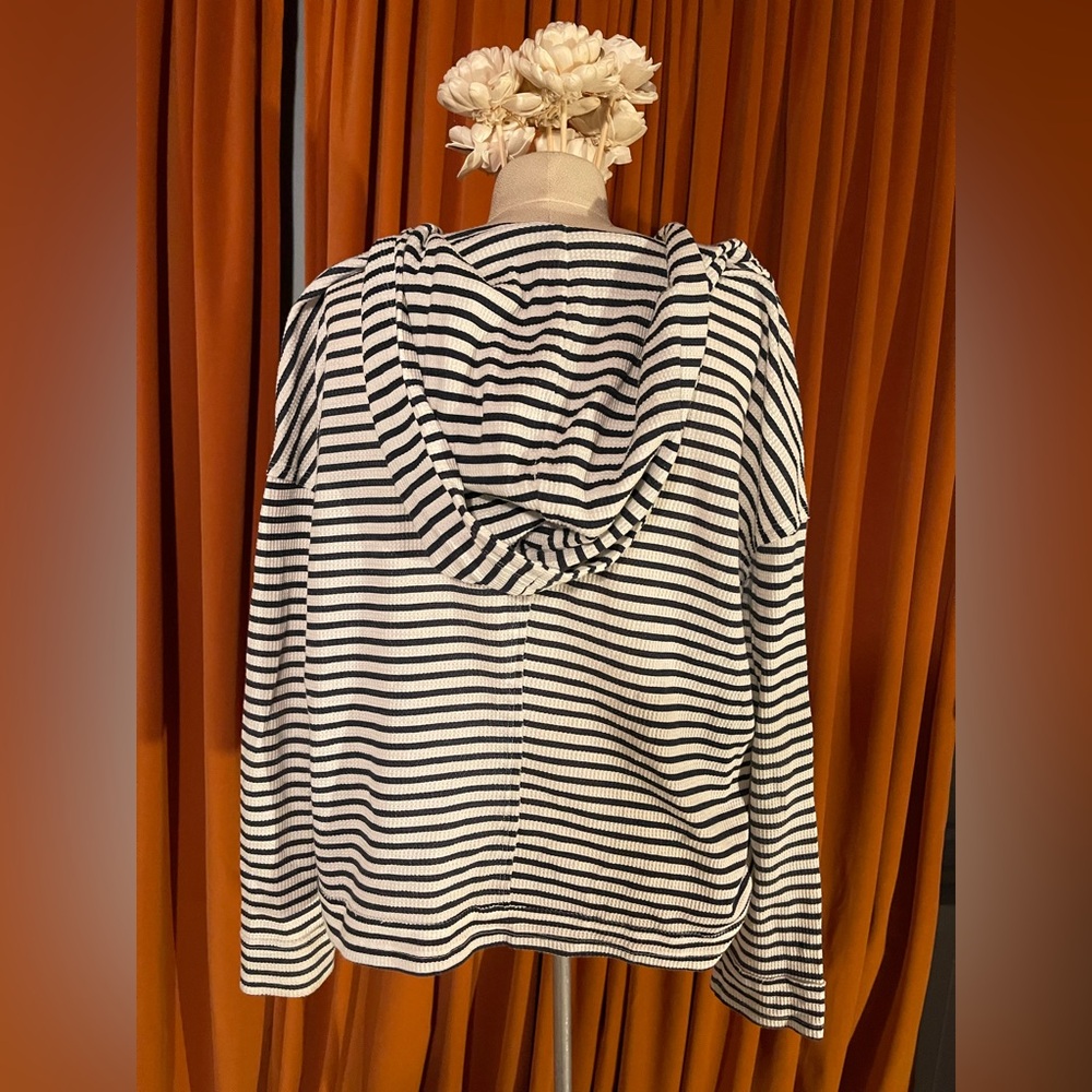Roxy Vintage Striped Navy and White Women's Hoodie